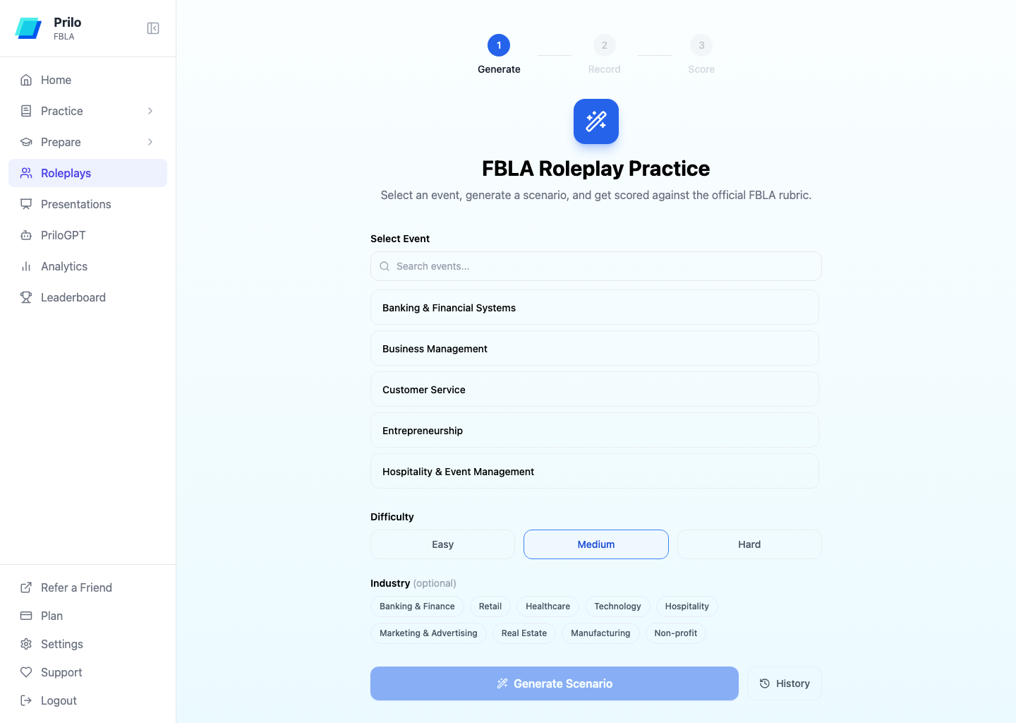 Fbla Tools Prilo - AI Study Platform for DECA, WSC, FBLA, and HOSA